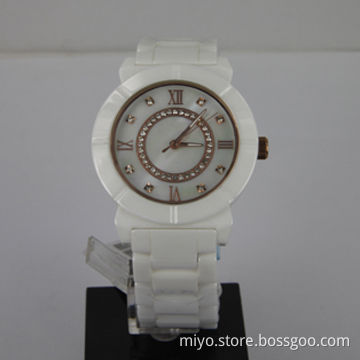 Unisex Ceramic Watch with Shell Stones Dial, Fancy, Stylish, Wholesale, OEM and ODM are Welcome